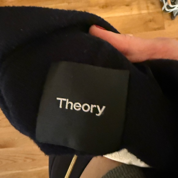 Theory navy Double faced wool/cashmere  open coat - Picture 3 of 6